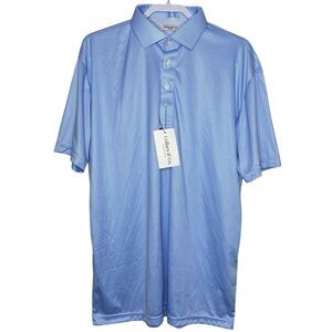 Collars & Co Polo Shirt Mens Large Tall Blue Houndstooth Dress Collar Golf NWT